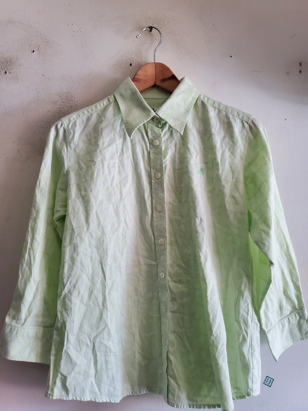 Lilly Pulitzer Vintage Pale Green Cotton Button-Down Shirt Size 4